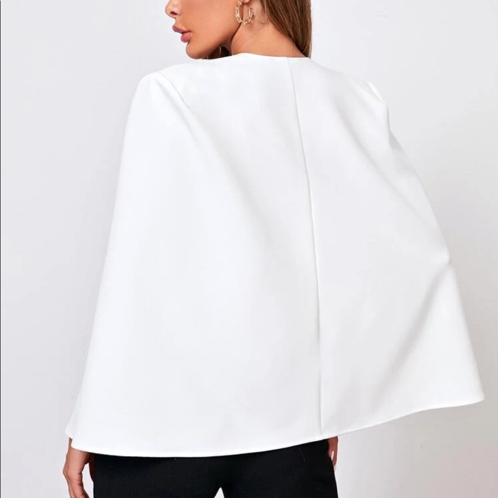 White blazer cape open sleeve jacket business - Picture 5 of 5